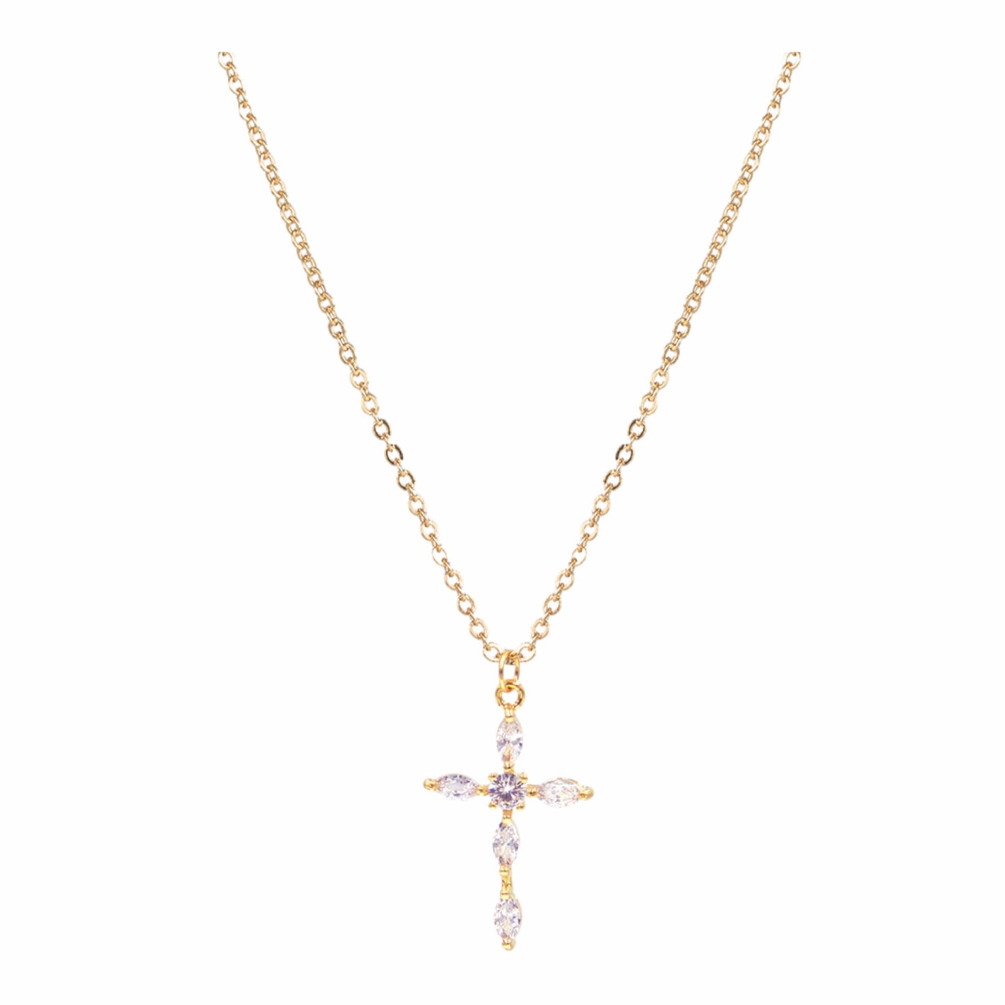 Oval Cut Cross Pendant Necklace- The Gathering Cafe