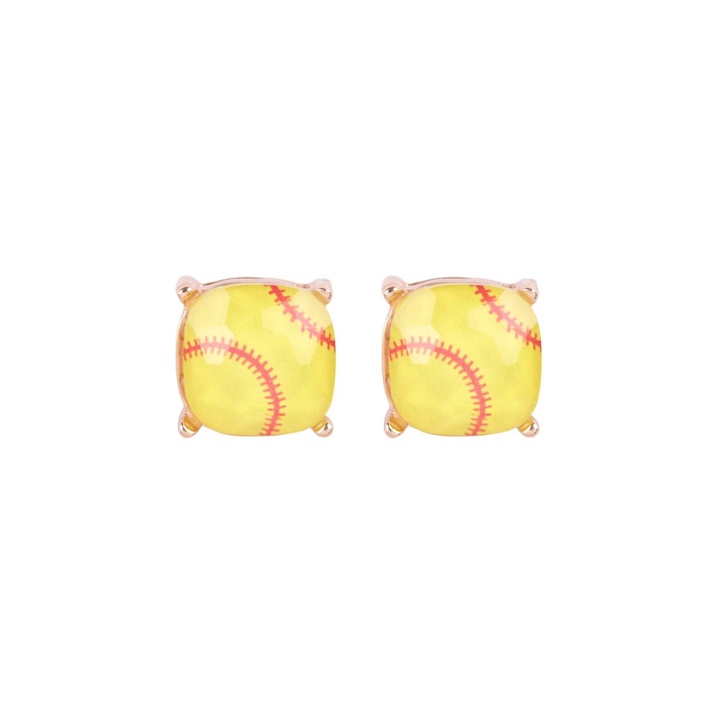 Trendy Sporty Cushion Cut Epoxy Stud Earrings