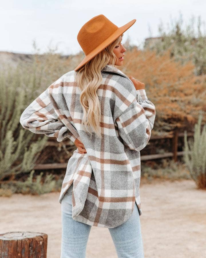 Plaid Button Flannel Jacket