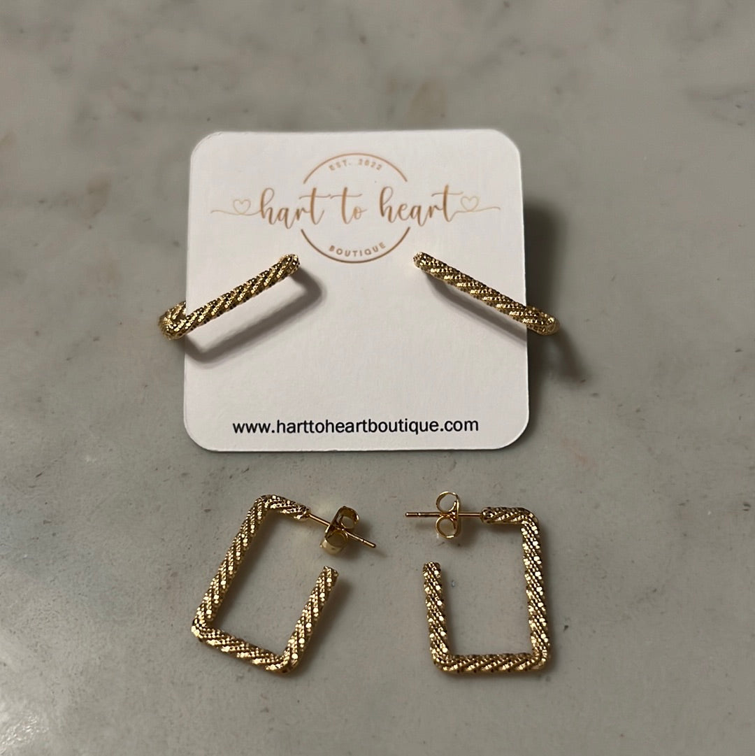 Gold Rectangle Earrings