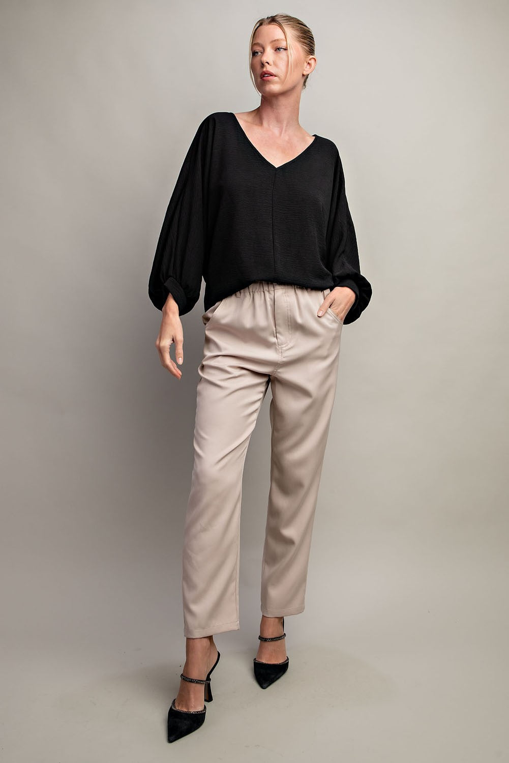 Puff Sleeve V-Neck Blouse