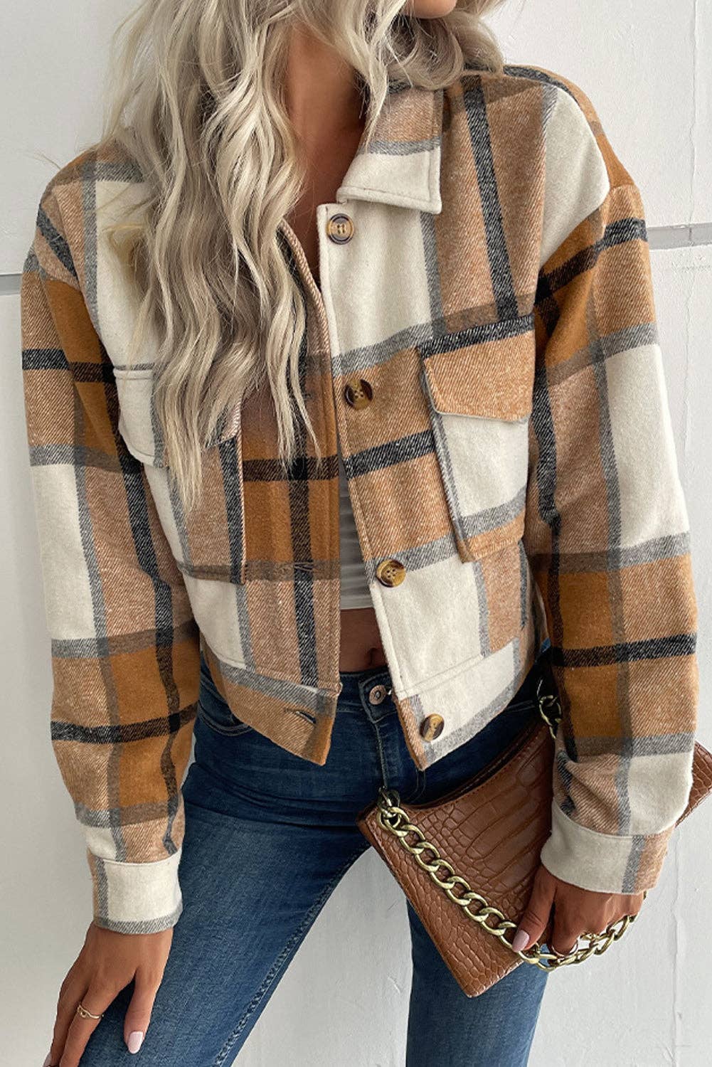 Buttoned Cardigan Plaid Jacket- Pre-Order
