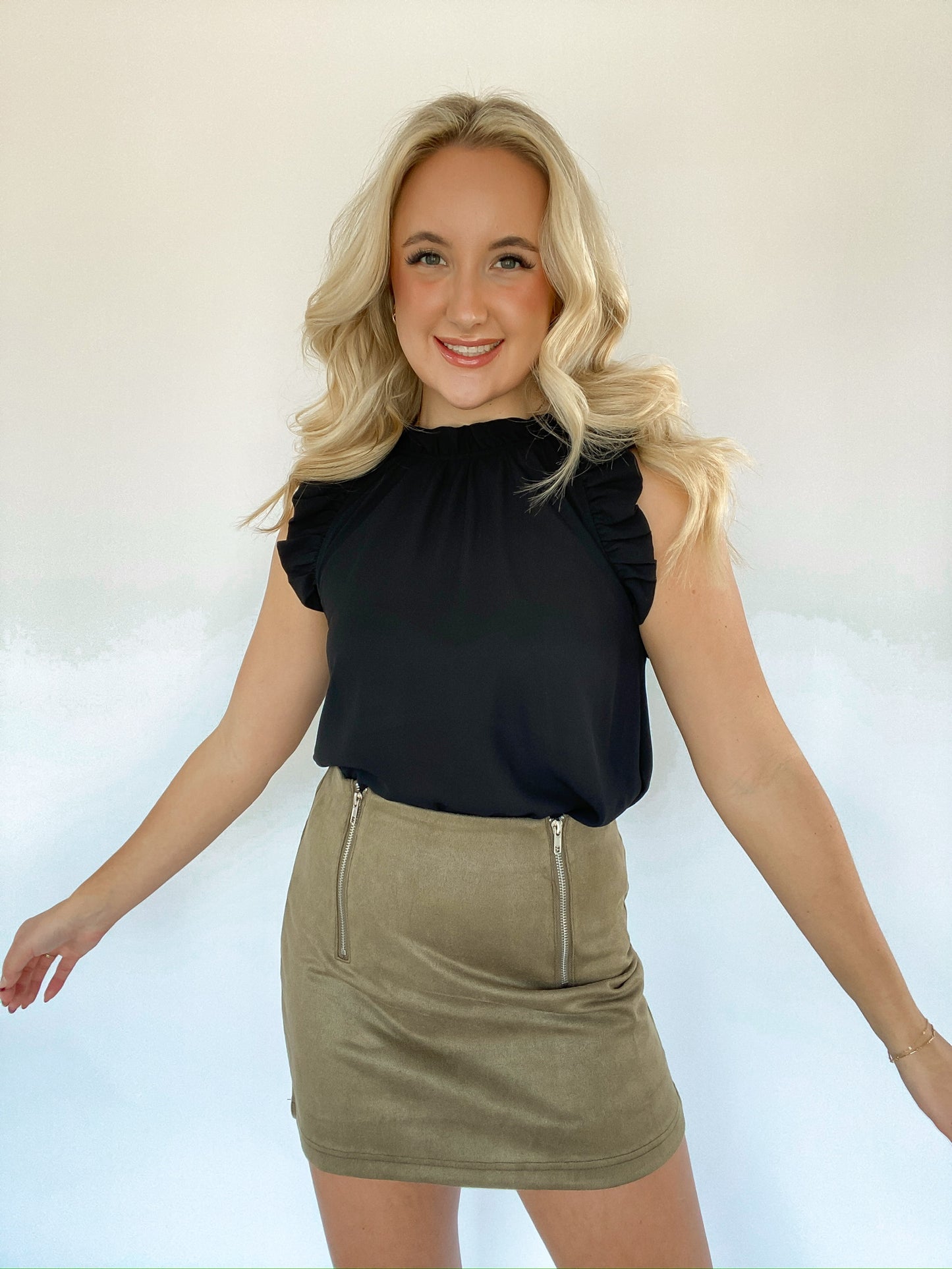 Velvet Mini Skirt- Olive
