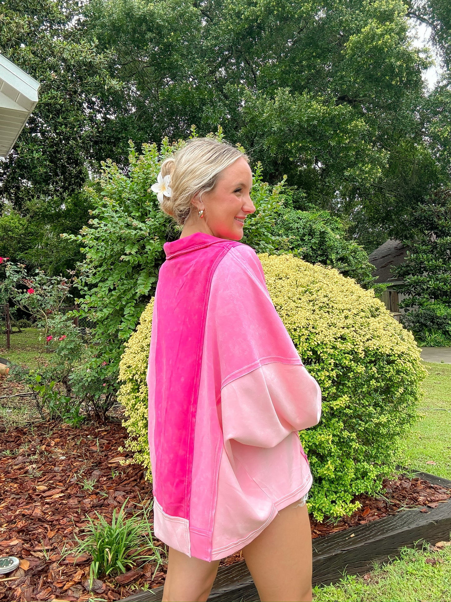 Mineral Washed Oversized Top- Pink— Salon 209