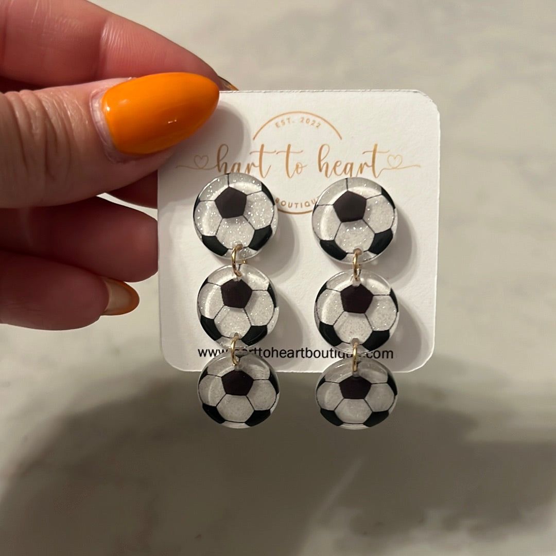 Dangle Soccer Earrings