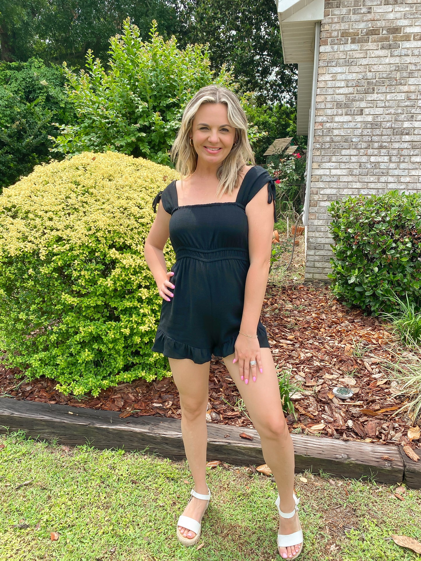 Ruffle Cut Woven Romper