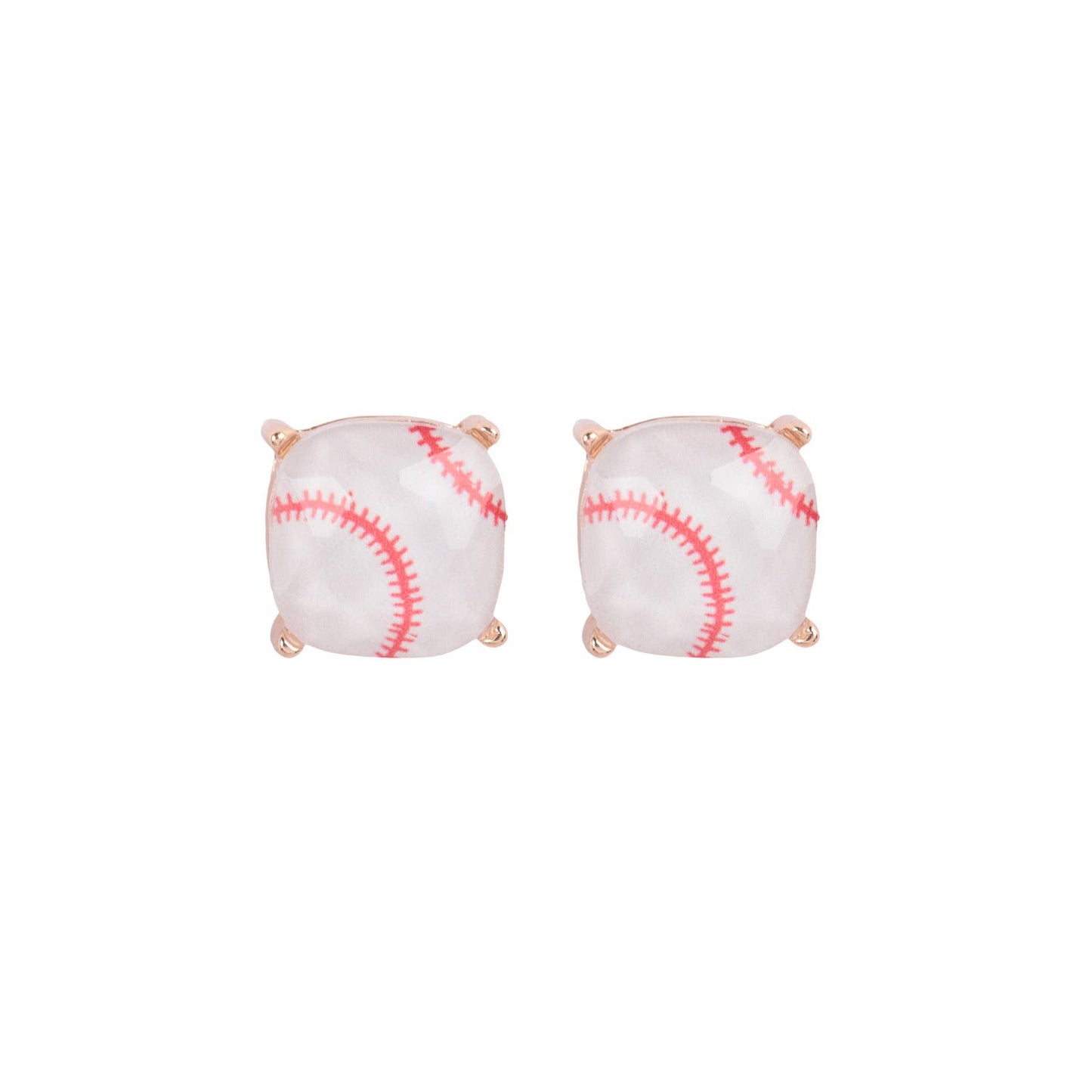 Trendy Sporty Cushion Cut Epoxy Stud Earrings
