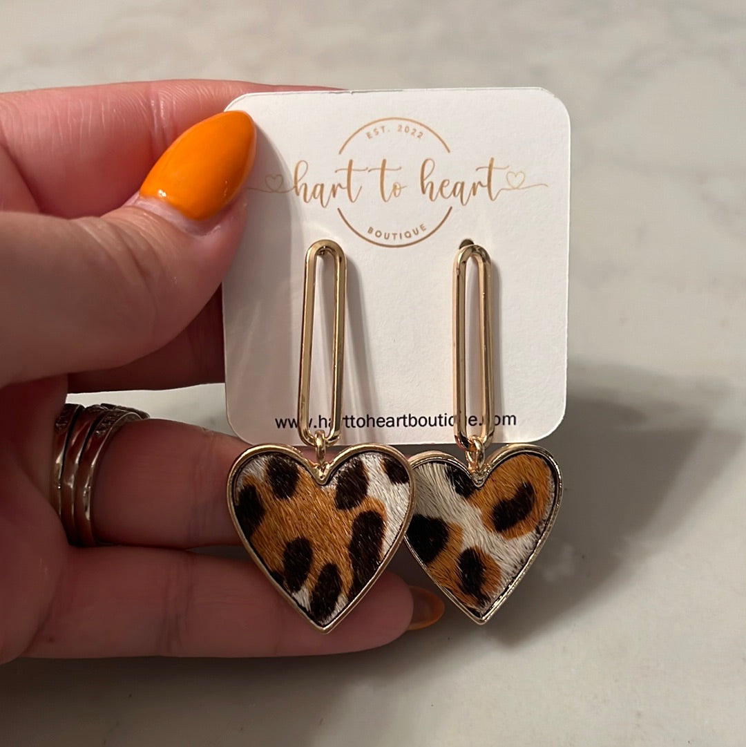 Leopard Heart Earrings