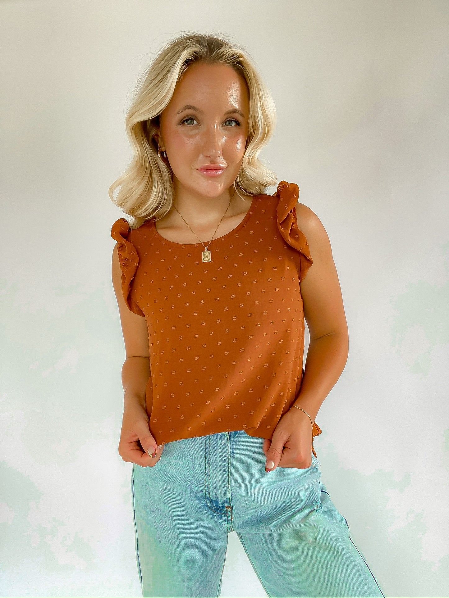 Ruffled Sleeve Dot Top