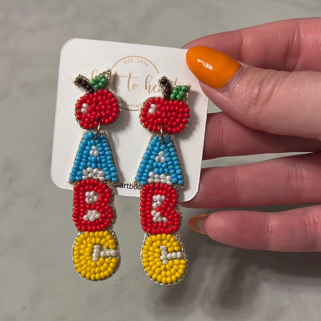 ABC Beaded Teacher Earrings
