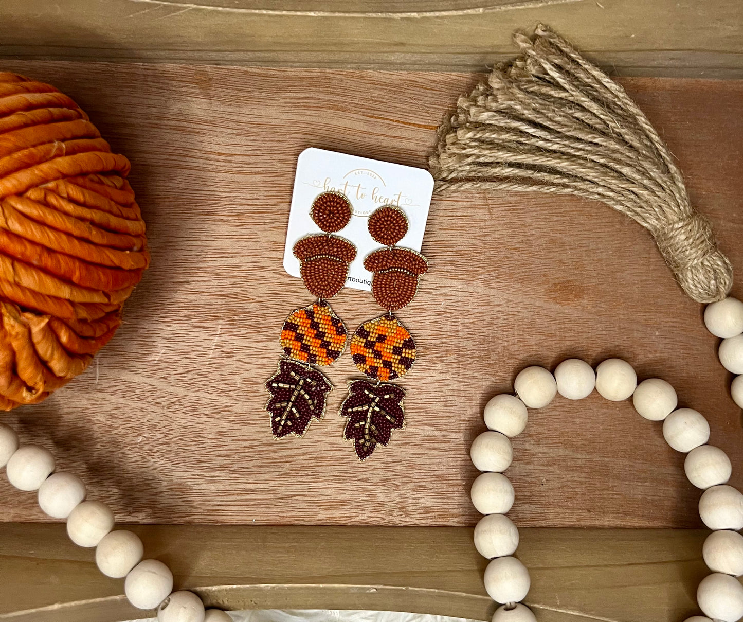 Acorn Fall Beaded Earrings- The Gathering Cafe