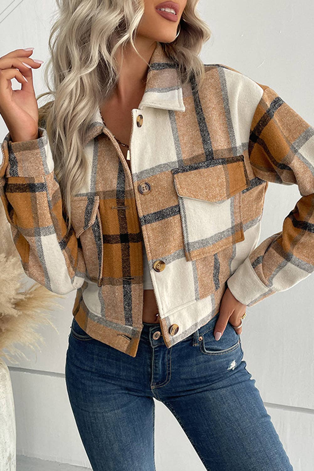 Buttoned Cardigan Plaid Jacket- Pre-Order
