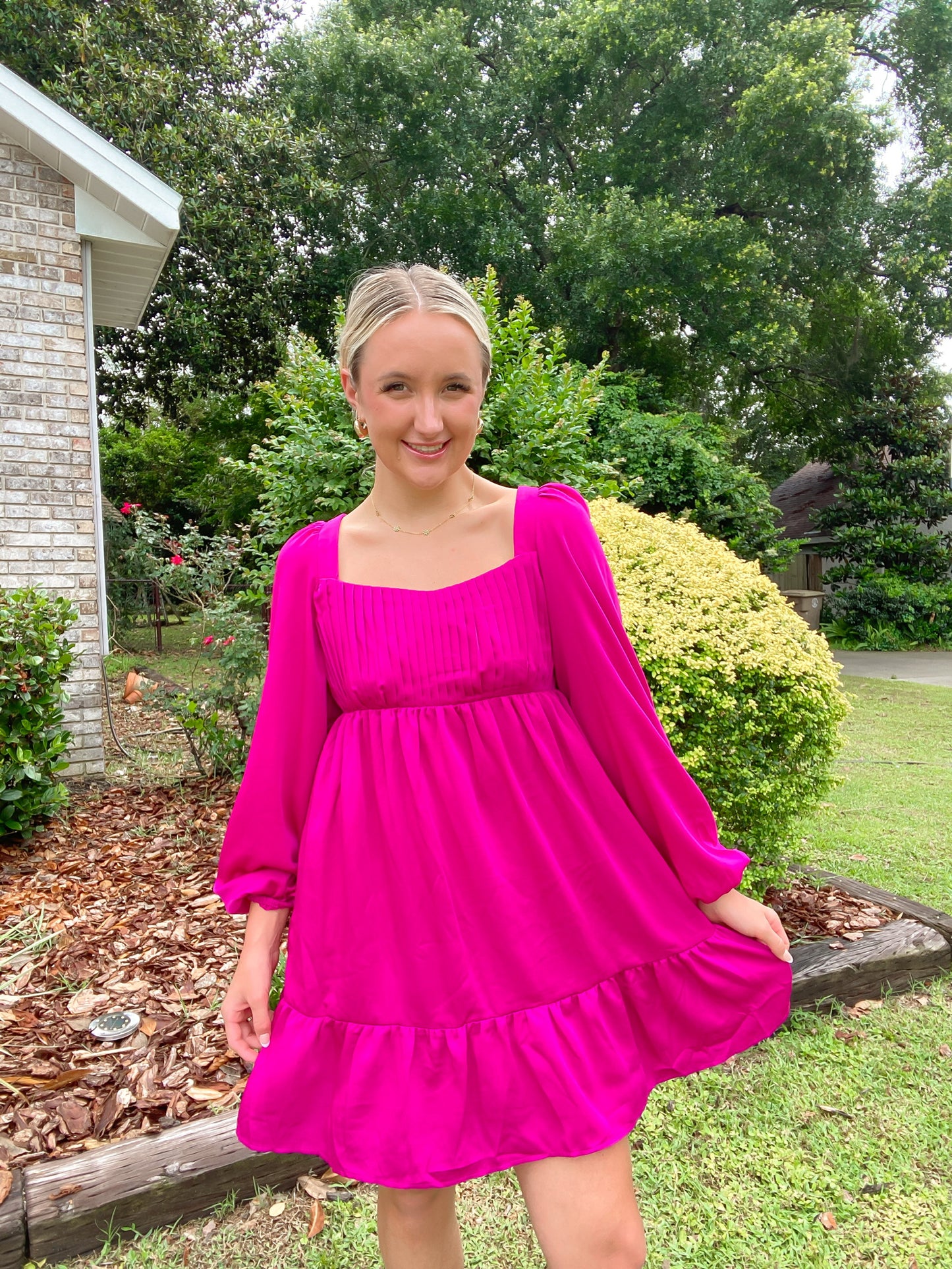 Pleated Backless Mini Dress