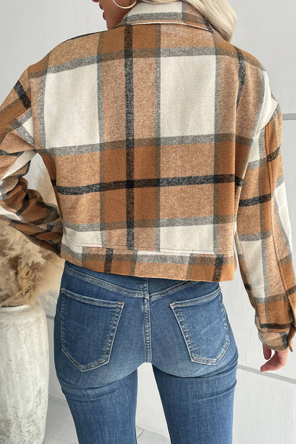 Buttoned Cardigan Plaid Jacket- Pre-Order