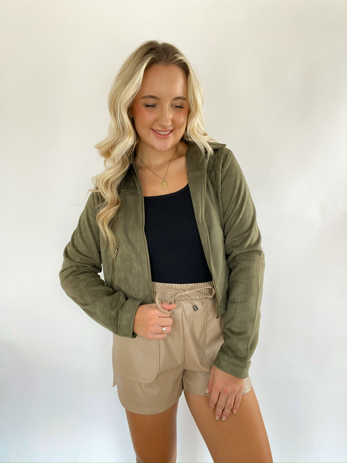 Drawstring Leather Shorts