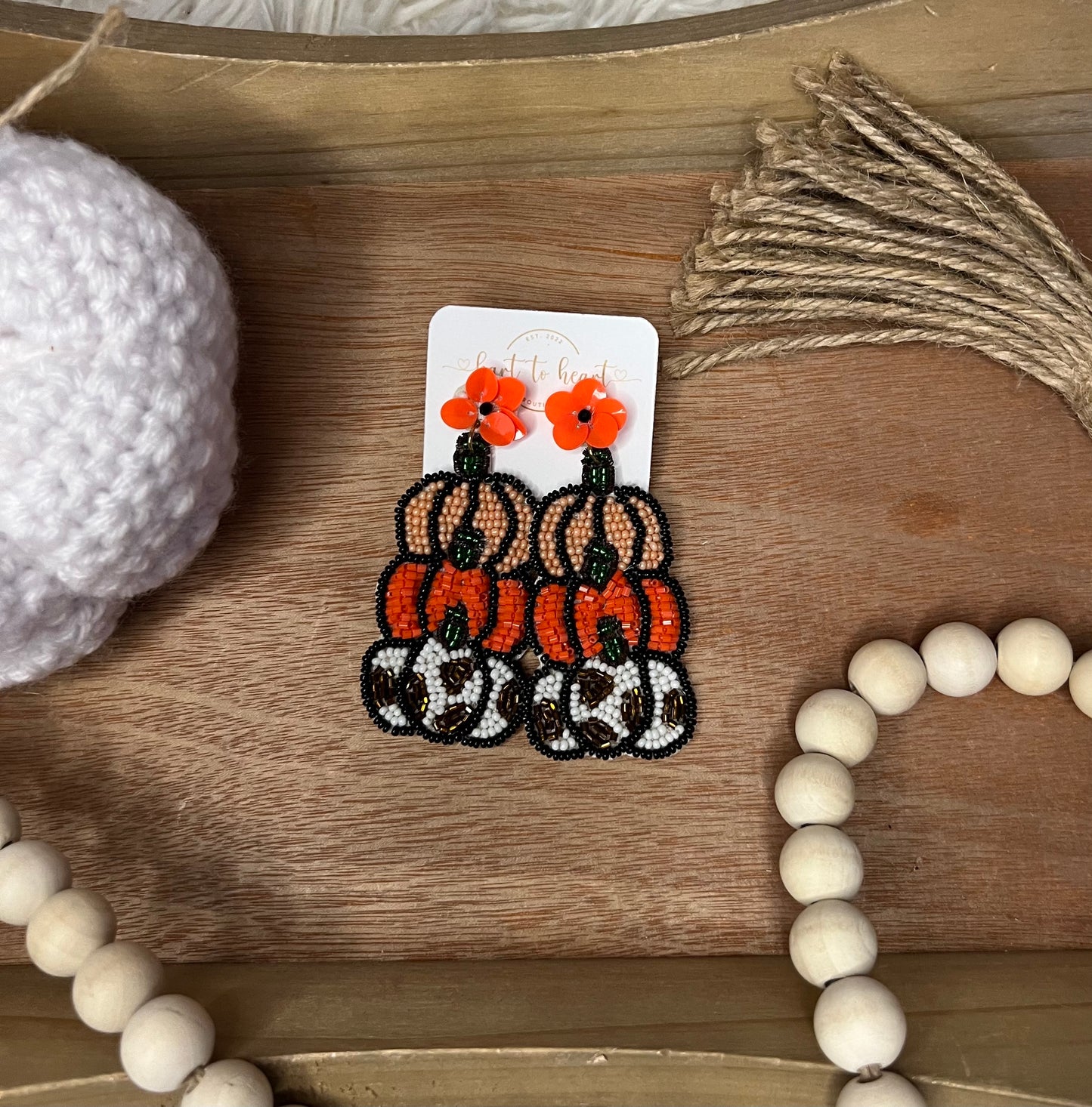 3-Tier Pumpkin Beaded Earrings