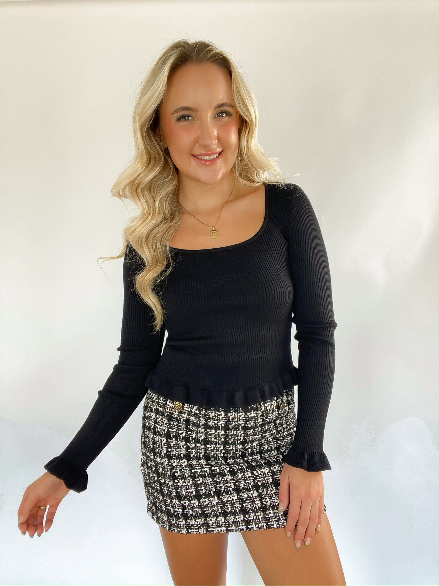 Long Sleeve Ribbed Knit Top — Salon 209