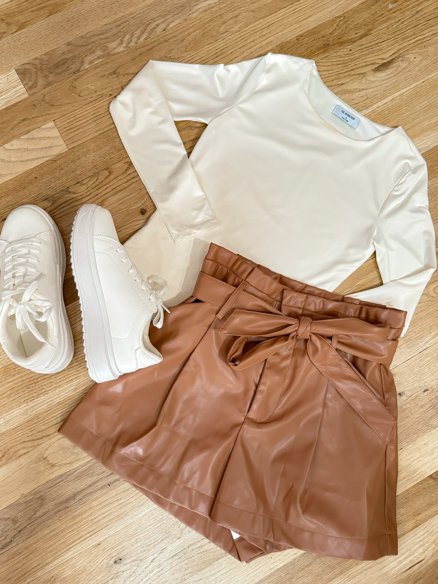 Leather Bow Shorts