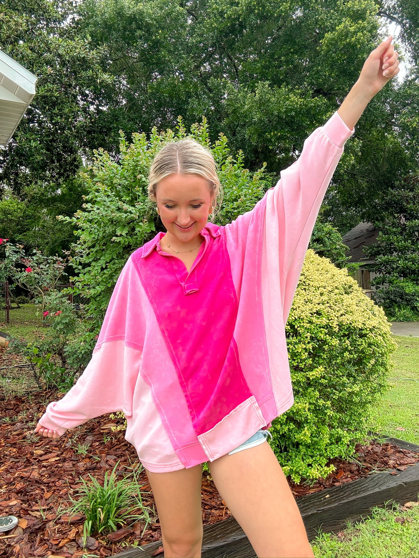Mineral Washed Oversized Top- Pink— The Gathering Cafe