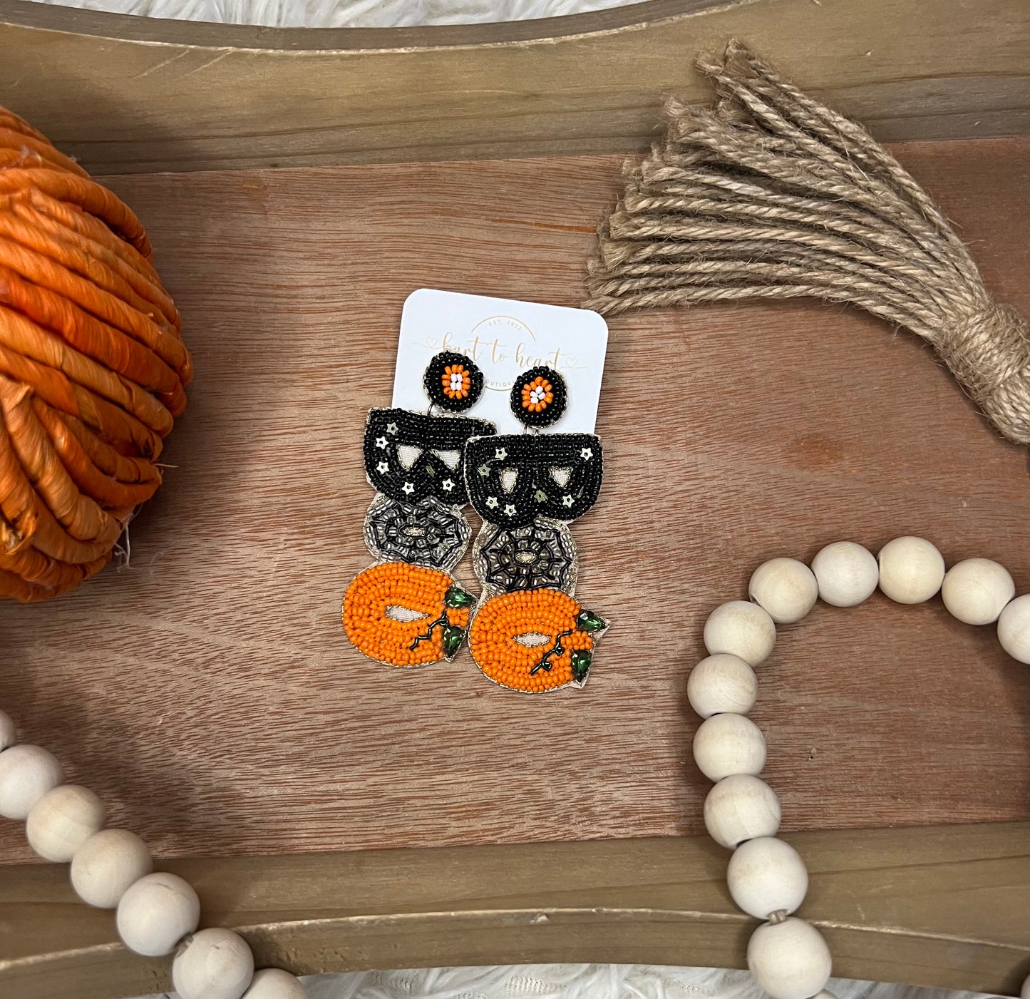 Halloween Boo Earrings- Orange
