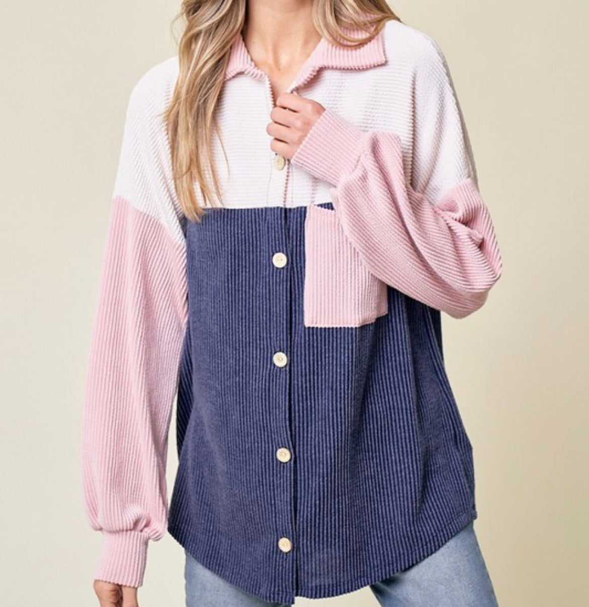 Hansen Color Block Shacket- Plus