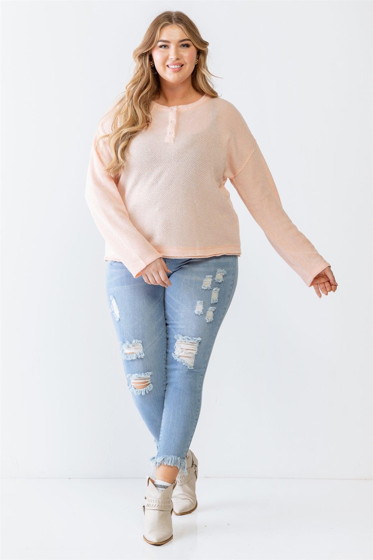 Peach Knit Sweater - Plus