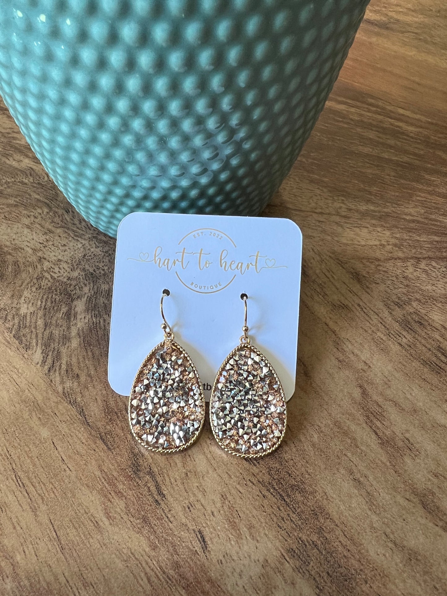 Glitter Tear Drop Earrings- Gold FOTG
