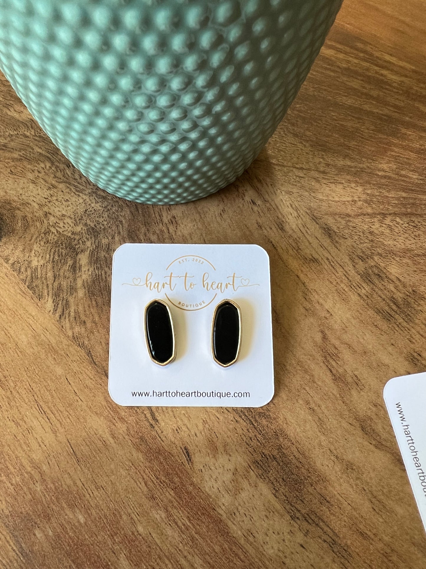 Natural Stone Metal Earrings- Black FOTG