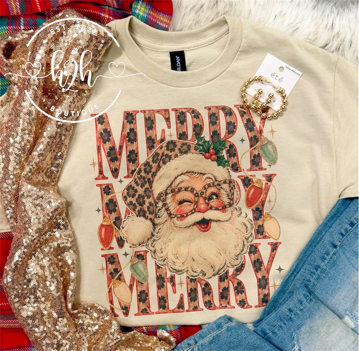 Merry Leopard Santa Tee