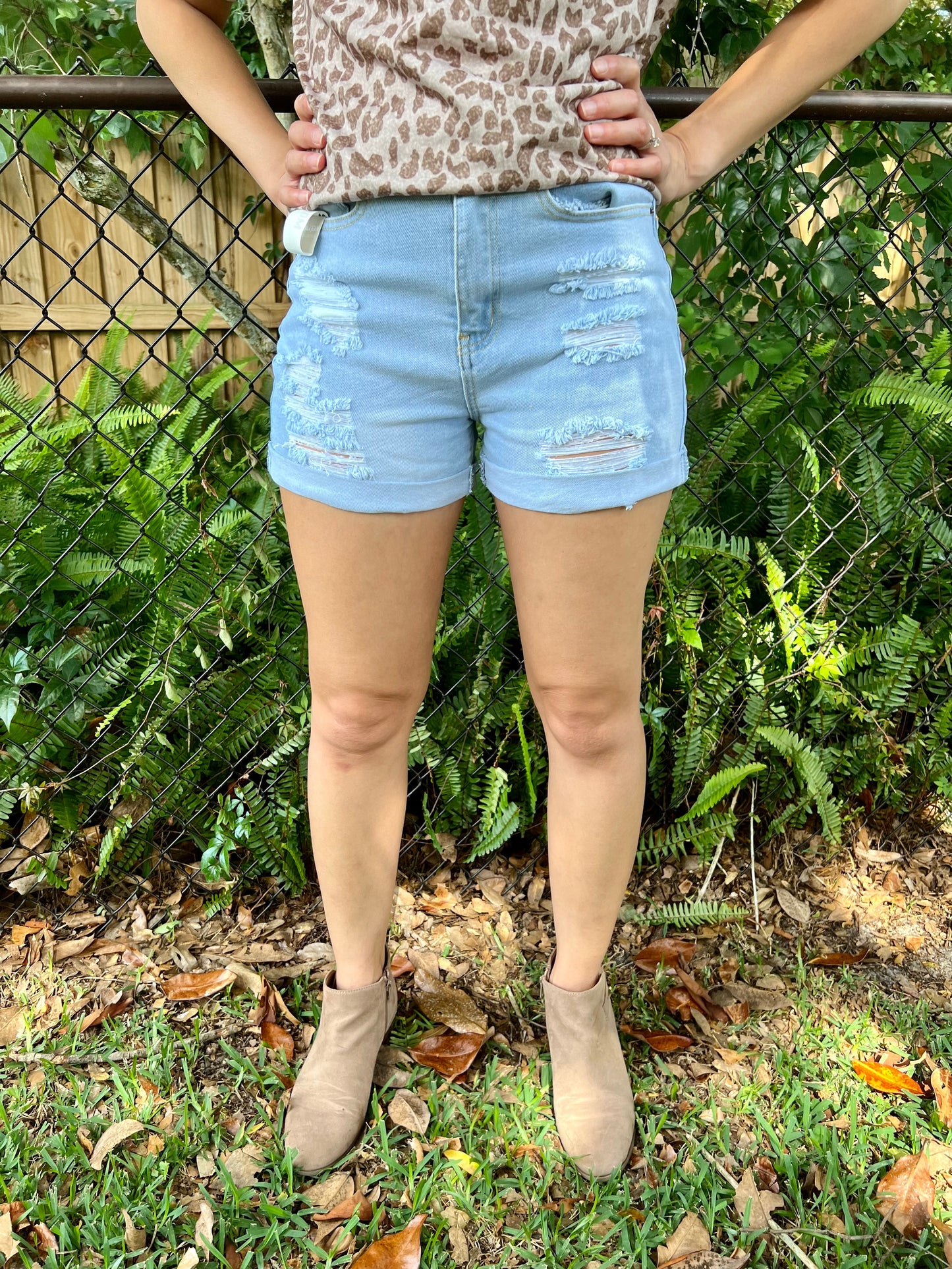 Destructed Mom Shorts Dark Wash- Plus