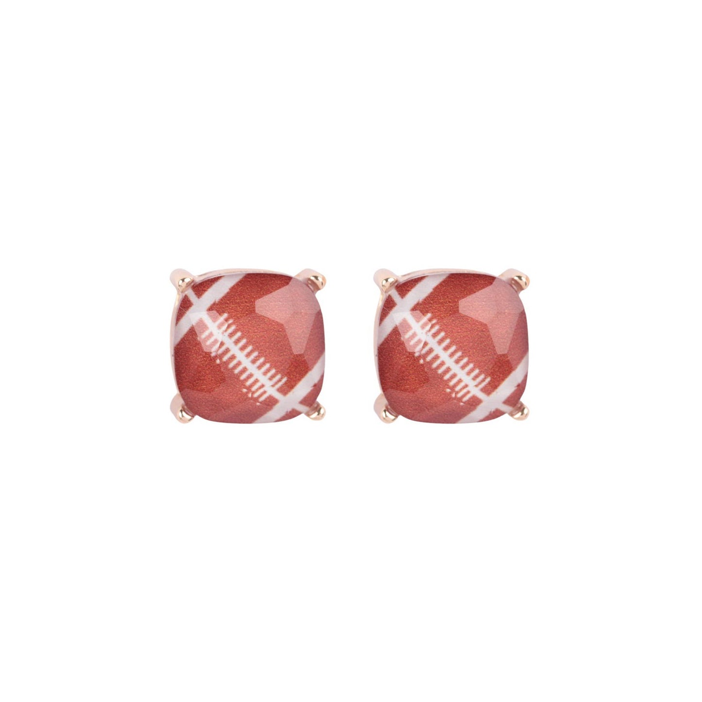 Trendy Sporty Cushion Cut Epoxy Stud Earrings