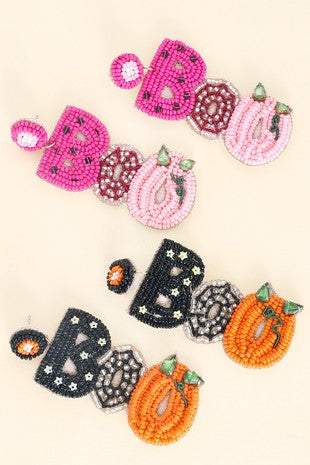 Beaded BOO Earrings