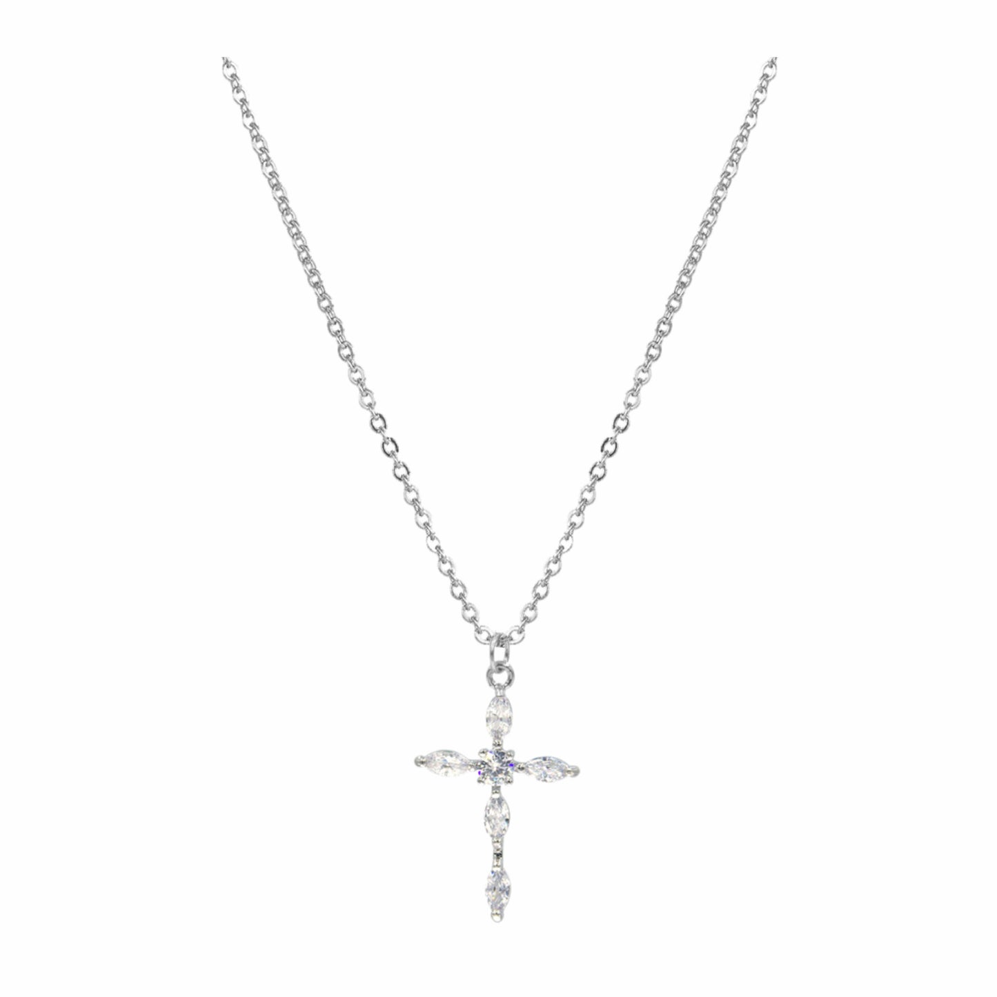Oval Cut Cross Pendant Necklace- The Gathering Cafe
