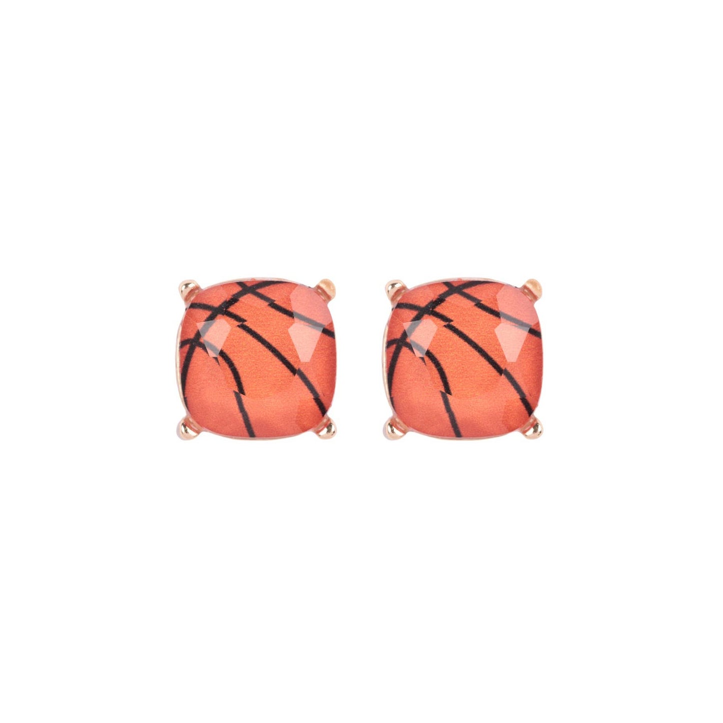Trendy Sporty Cushion Cut Epoxy Stud Earrings