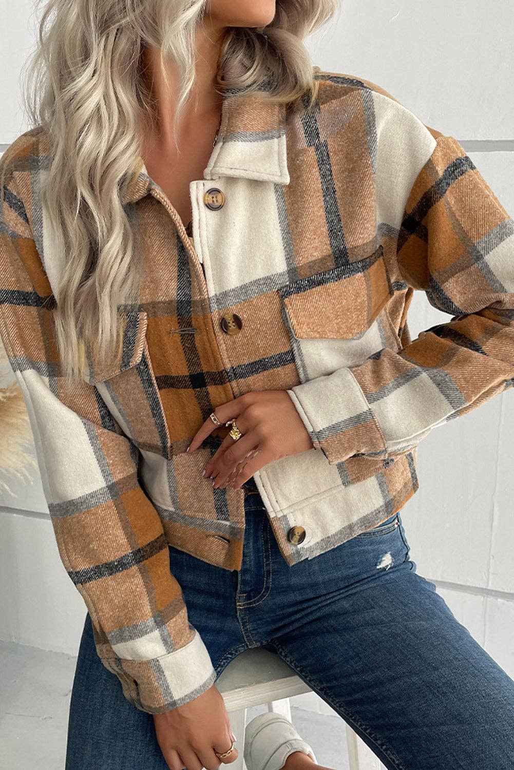 Buttoned Cardigan Plaid Jacket- Pre-Order