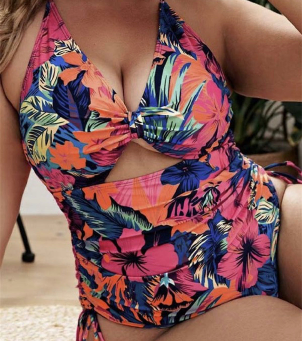 Floral One Piece Bikini- Plus — Blooming Fires April