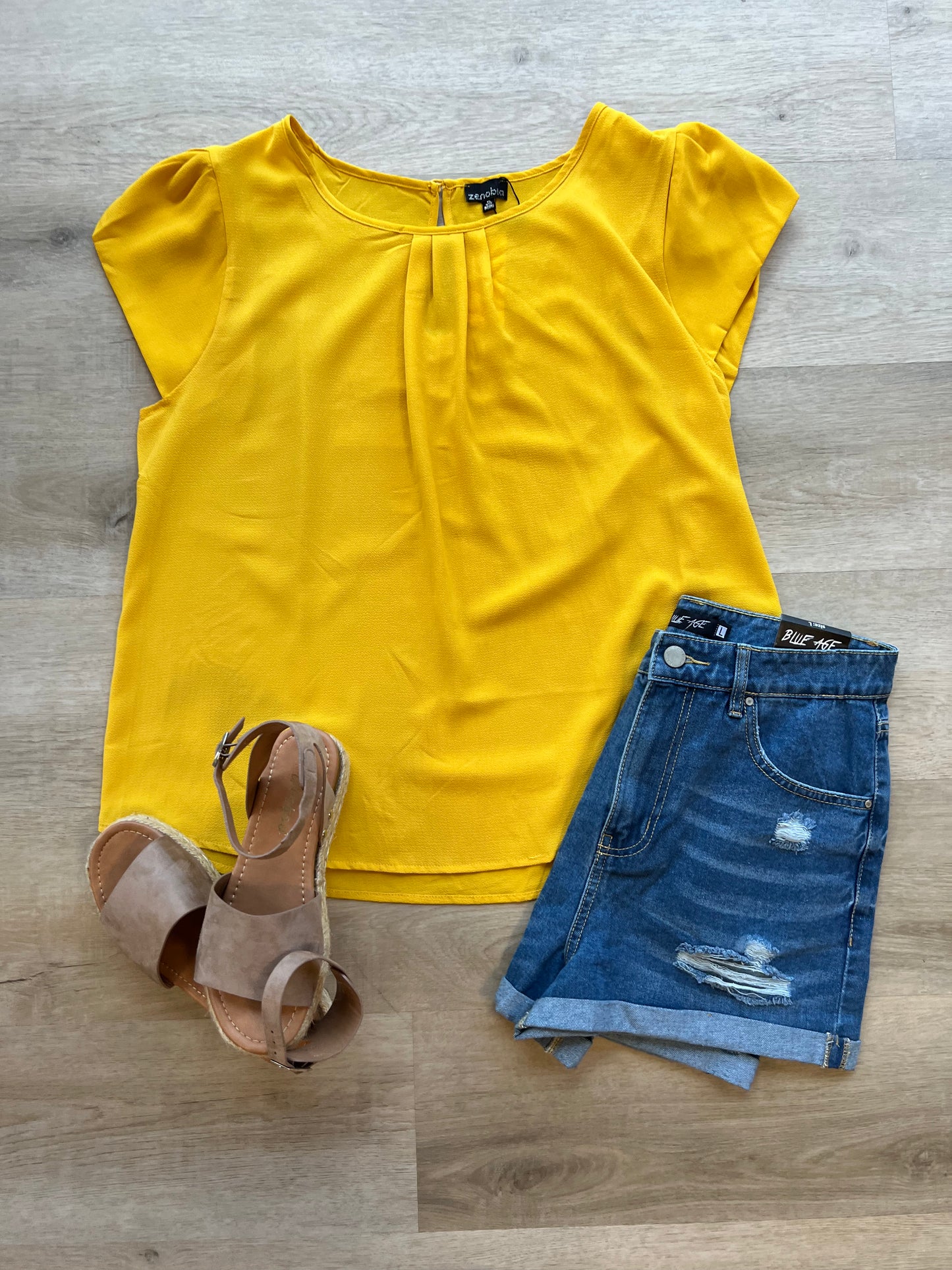 Mustard Koshibo Textured Top- Plus