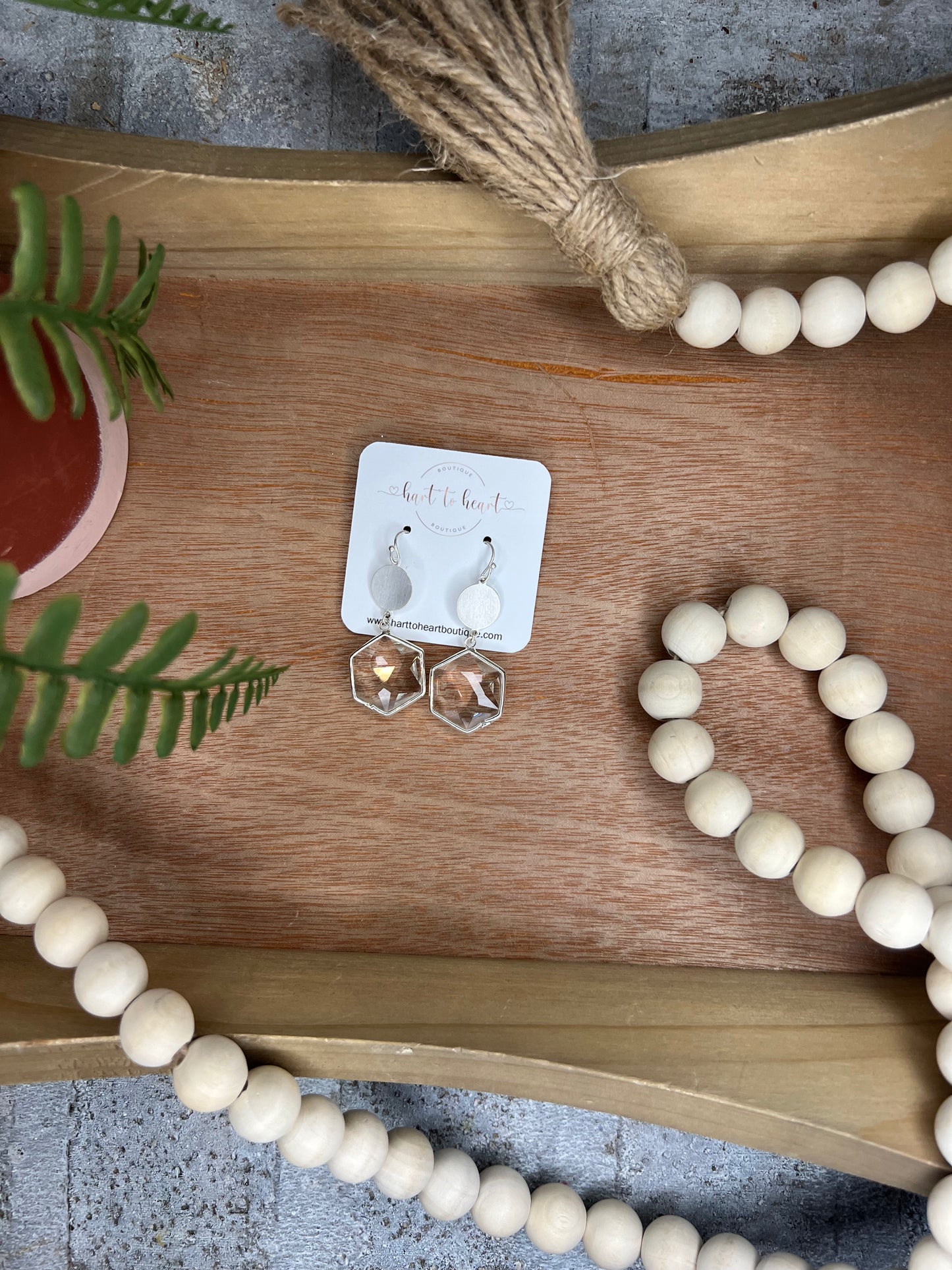 Hexagon Stone Earrings