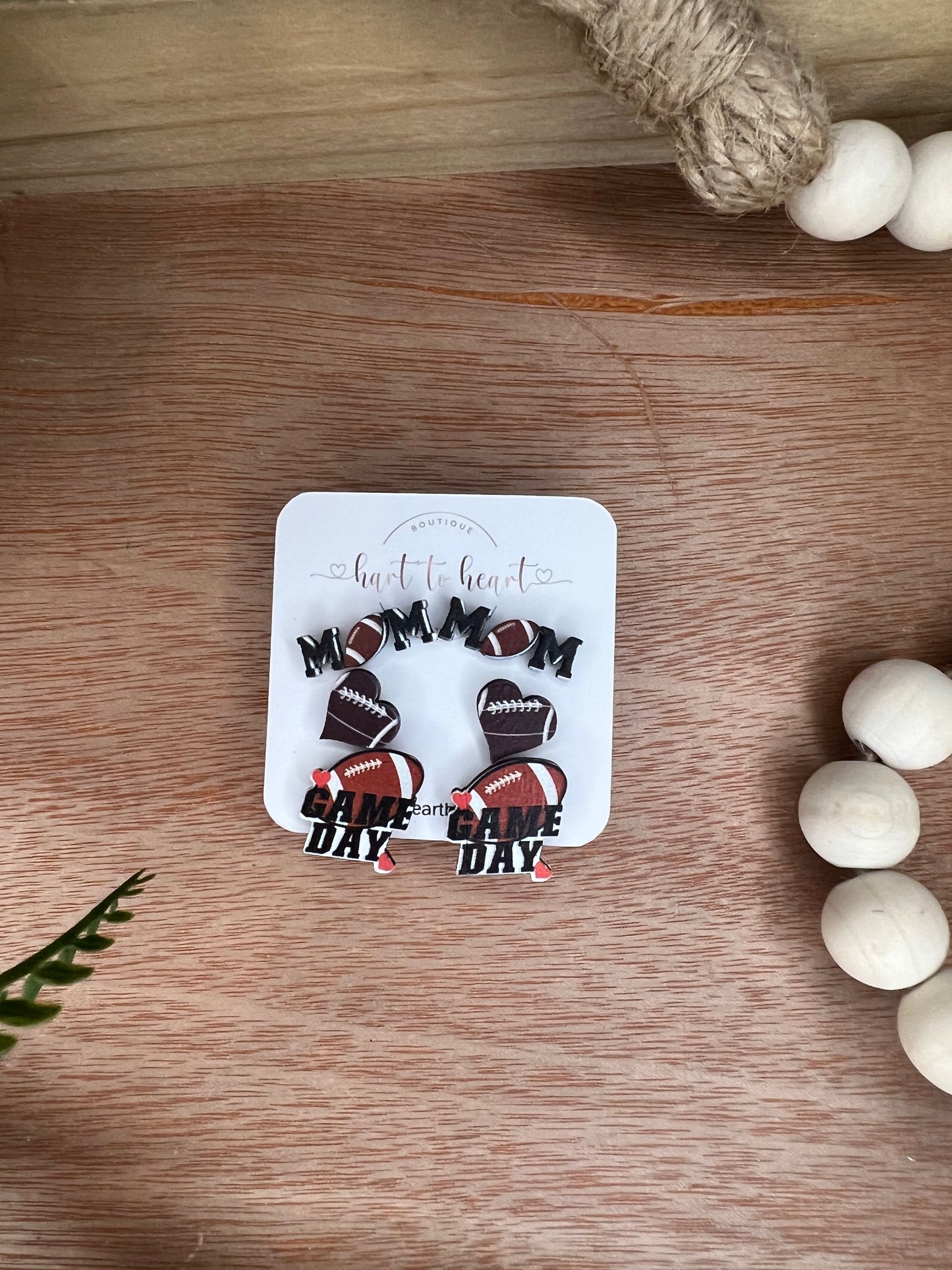 Football Mom Earring Set - 3 pairs
