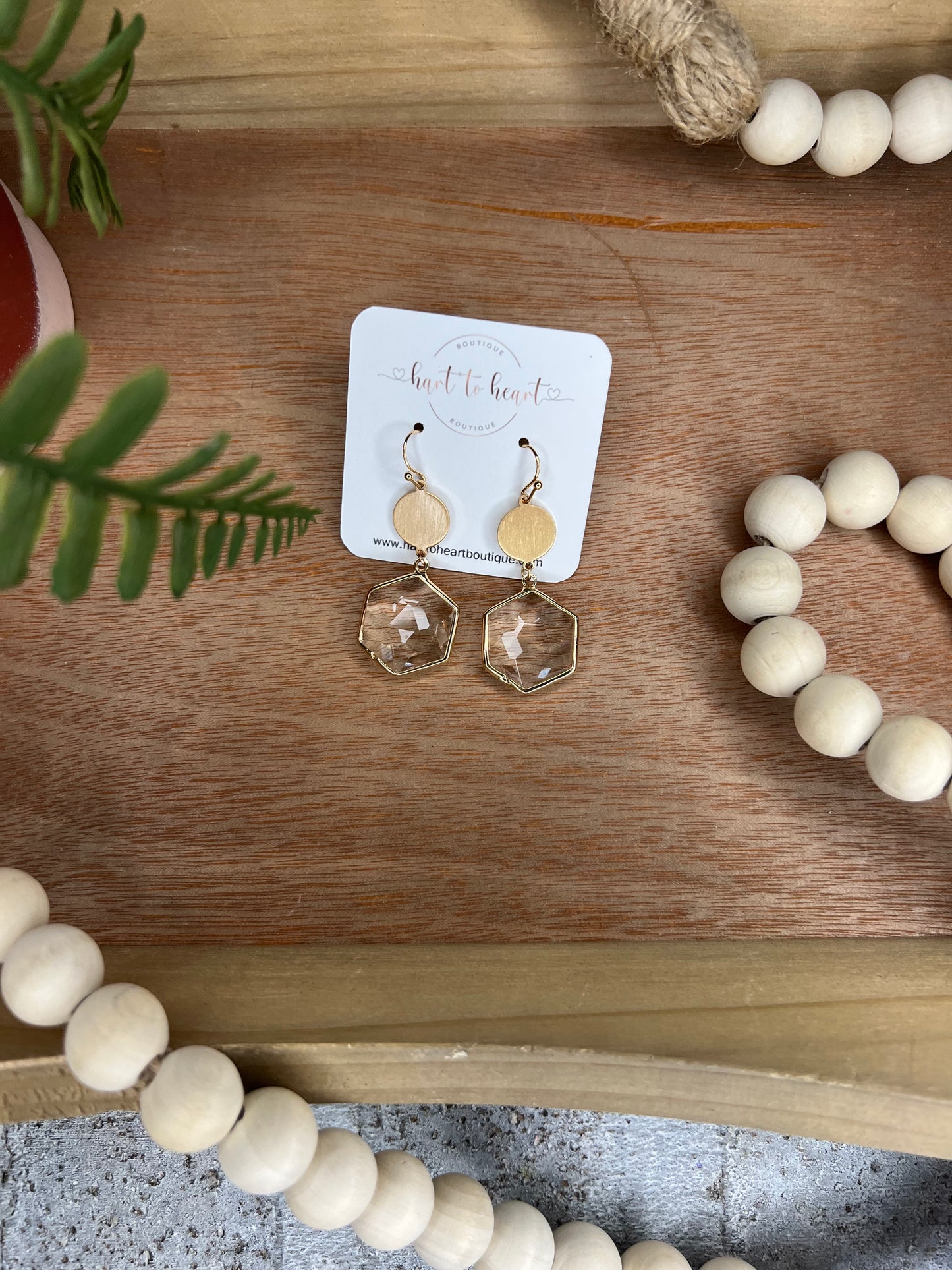 Hexagon Stone Earrings
