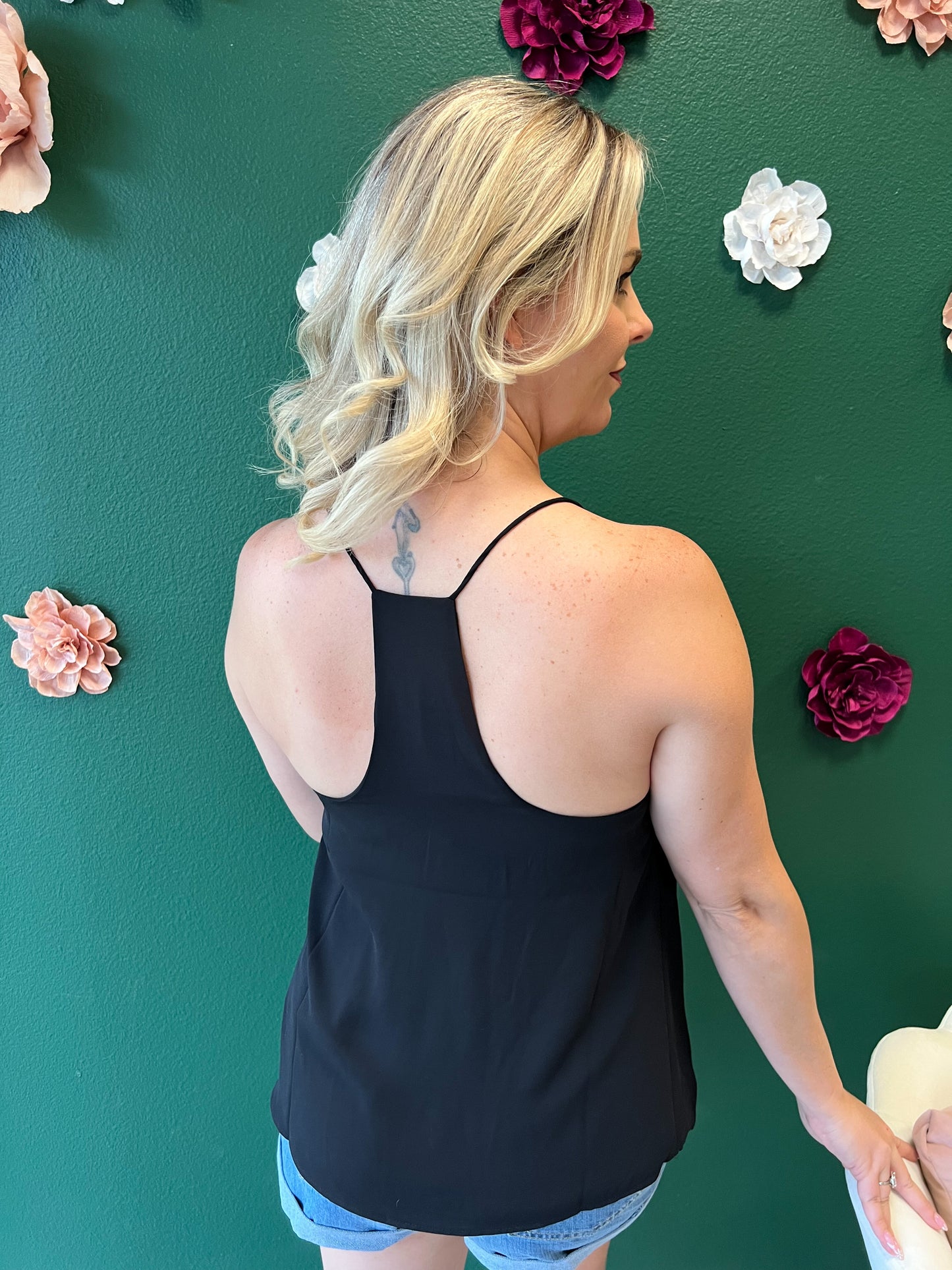 Racer Back Tank Top- Black