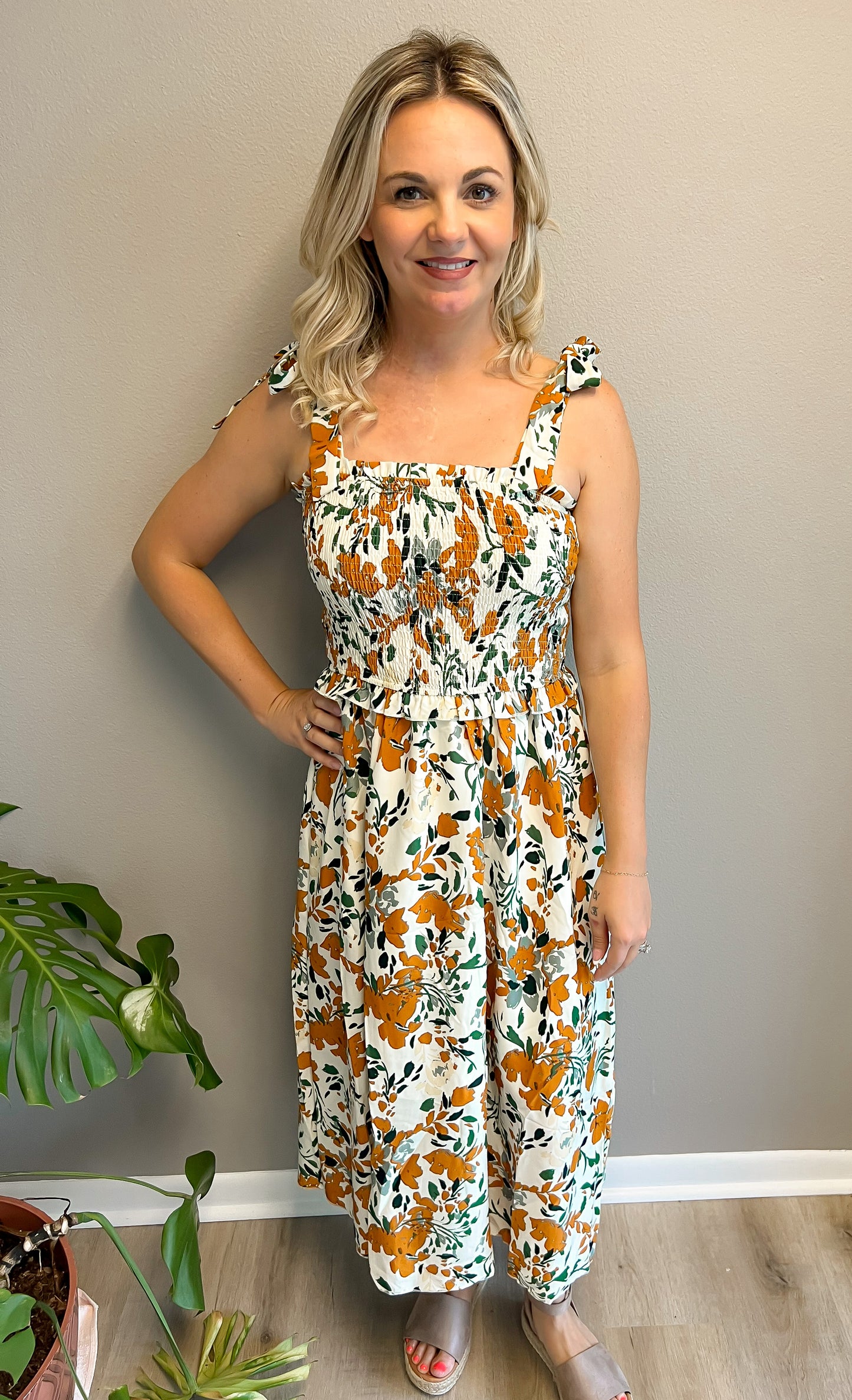 Smocked Midi Dress