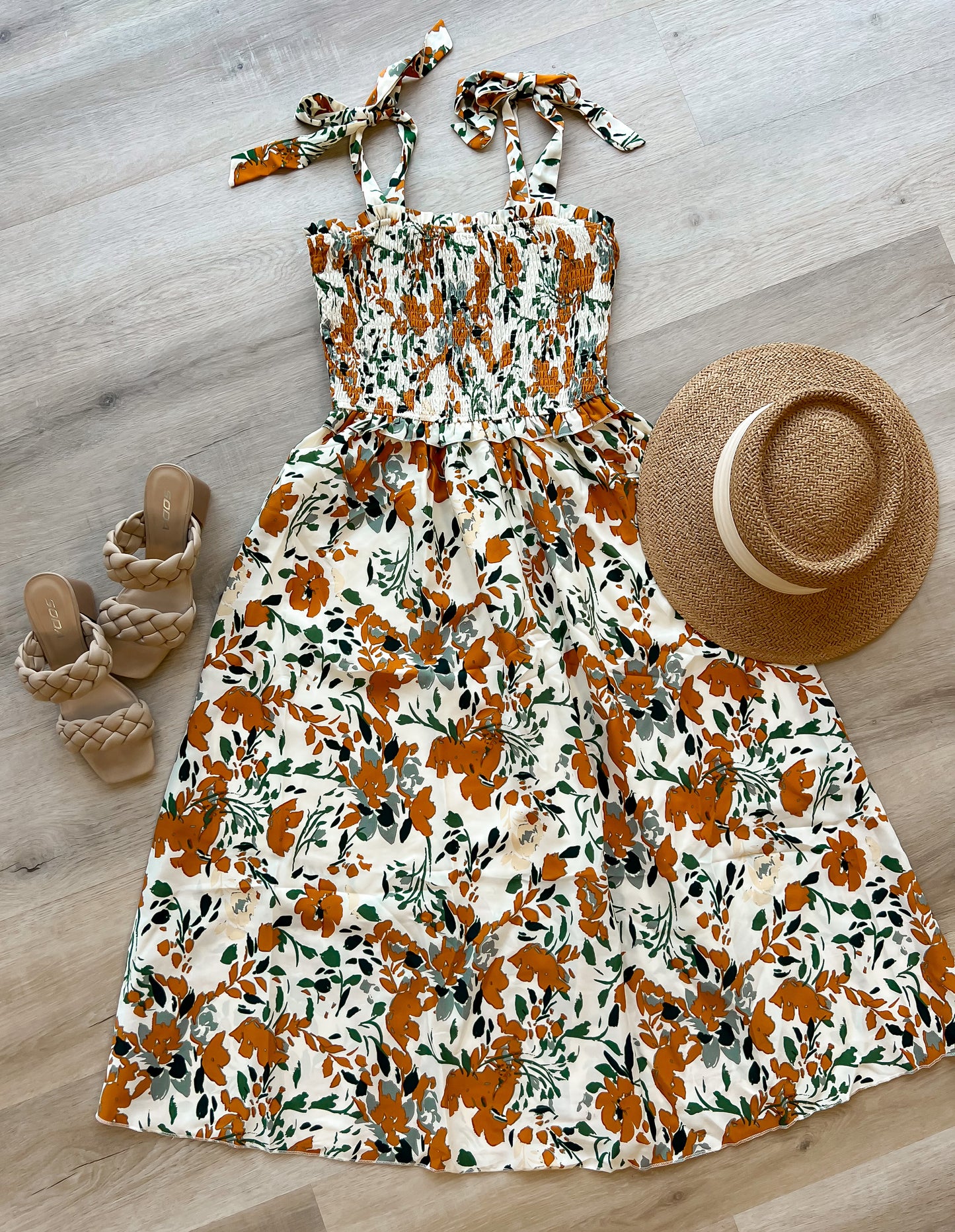 Smocked Midi Dress