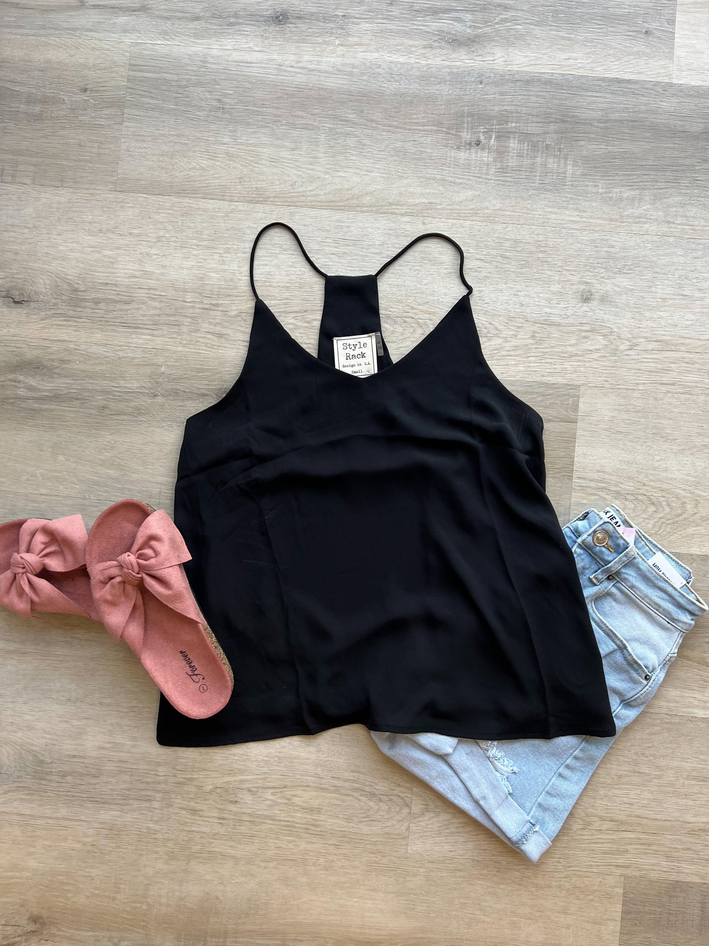 Racer Back Tank Top- Black