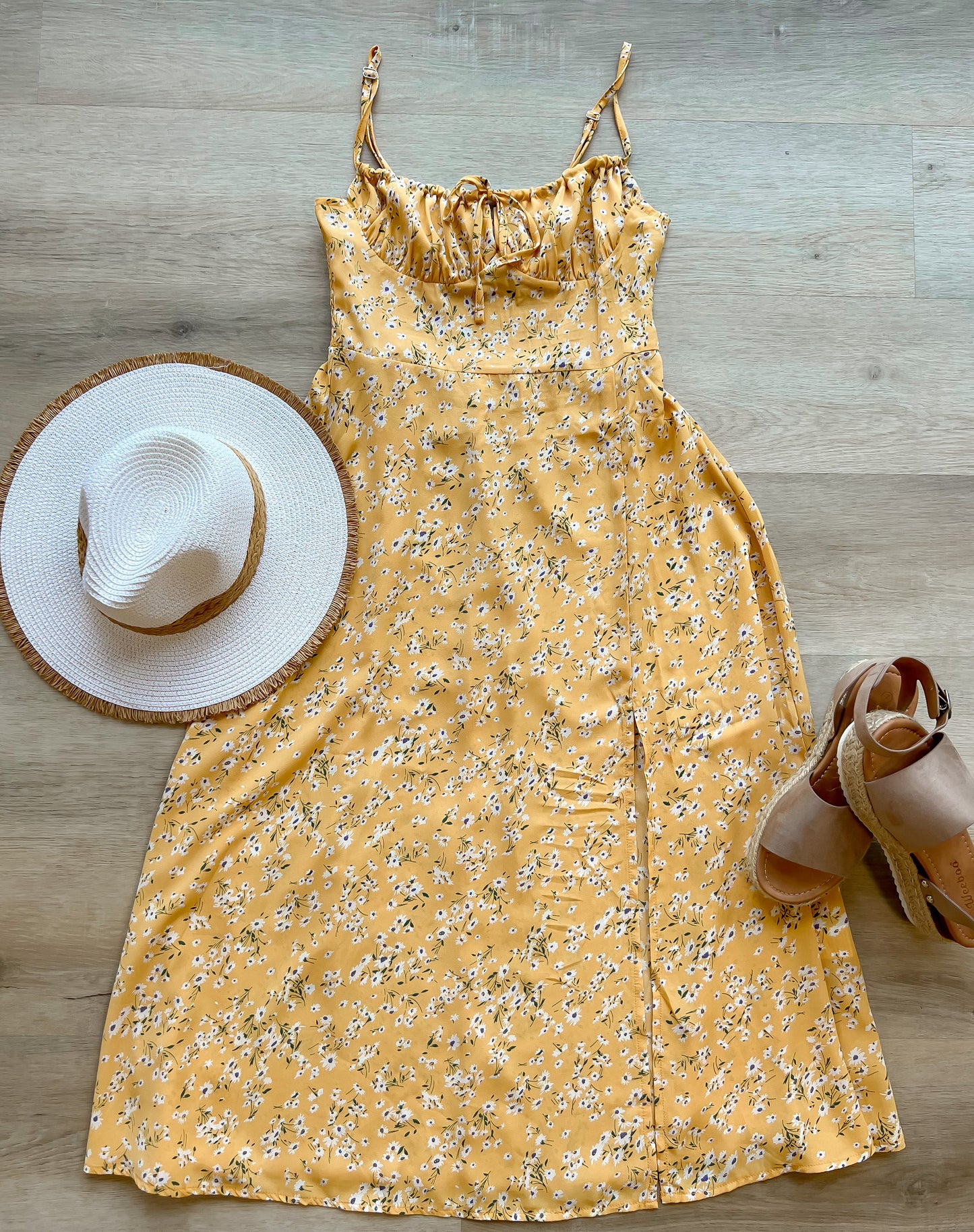 Yellow Slit Summer Dress