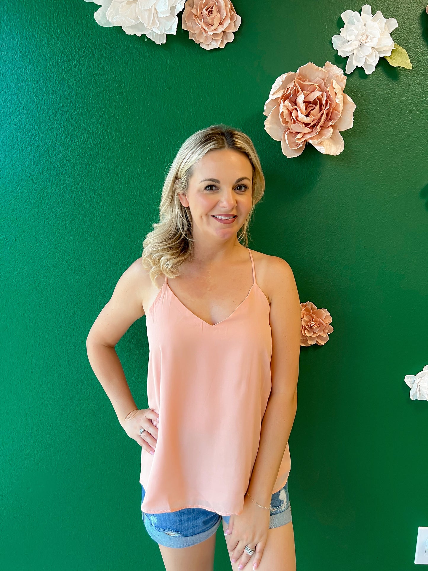 Racer Back Tank Top- Peach