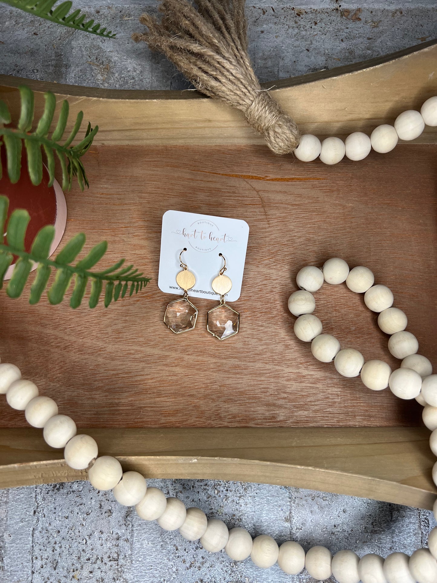 Hexagon Stone Earrings