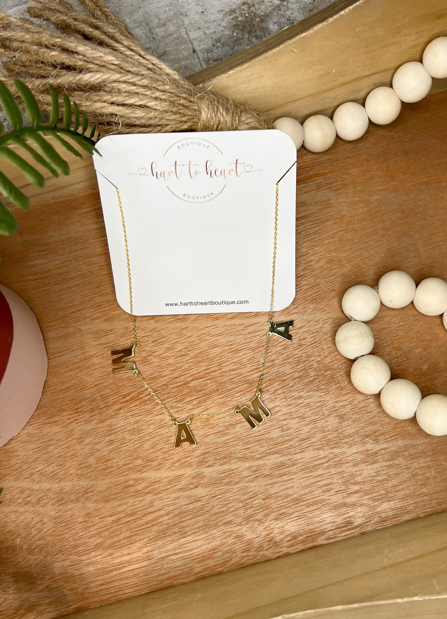 Mama Letter Pendant Necklace- Gold