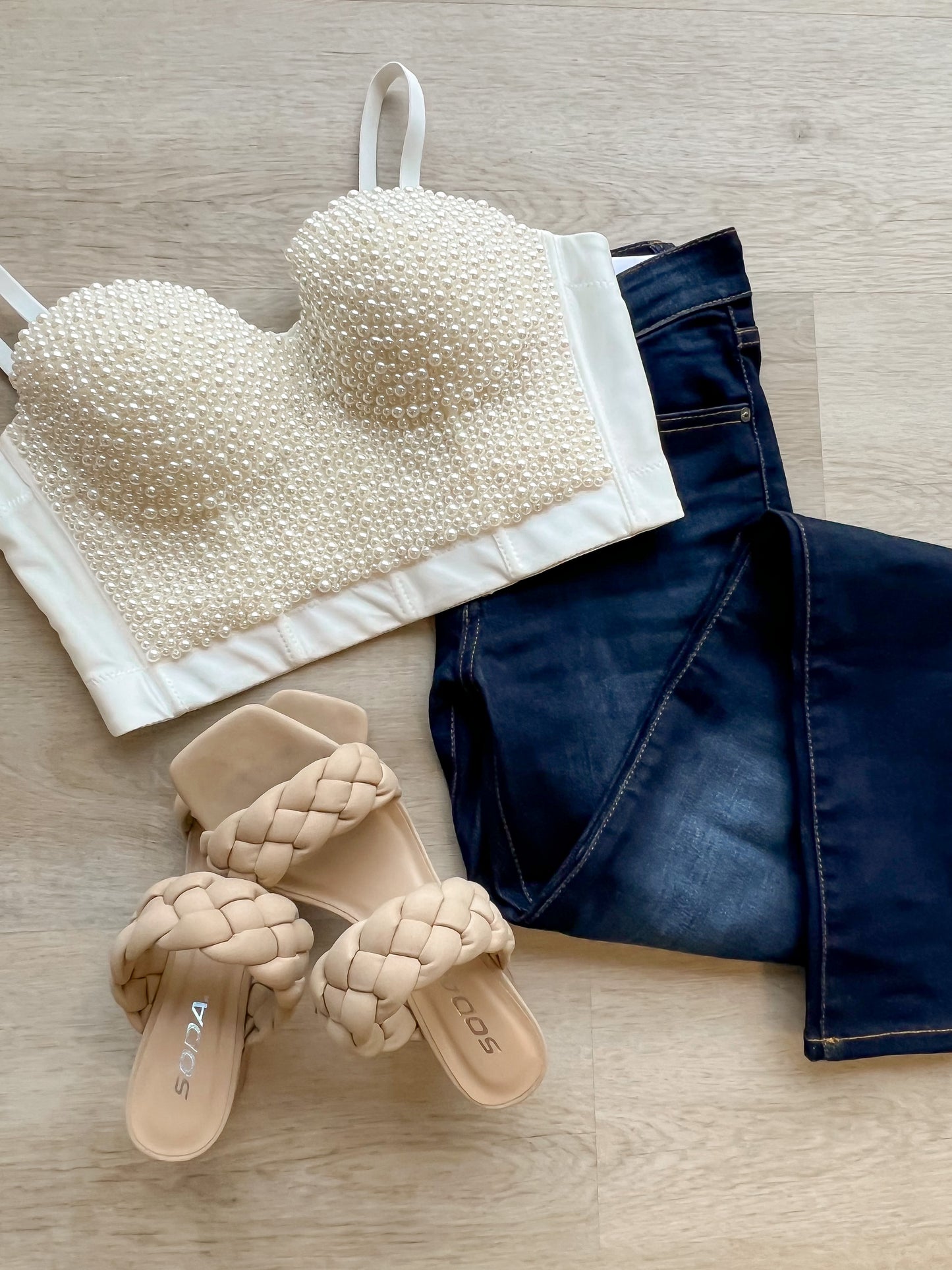 Pearl Beaded Crop Top