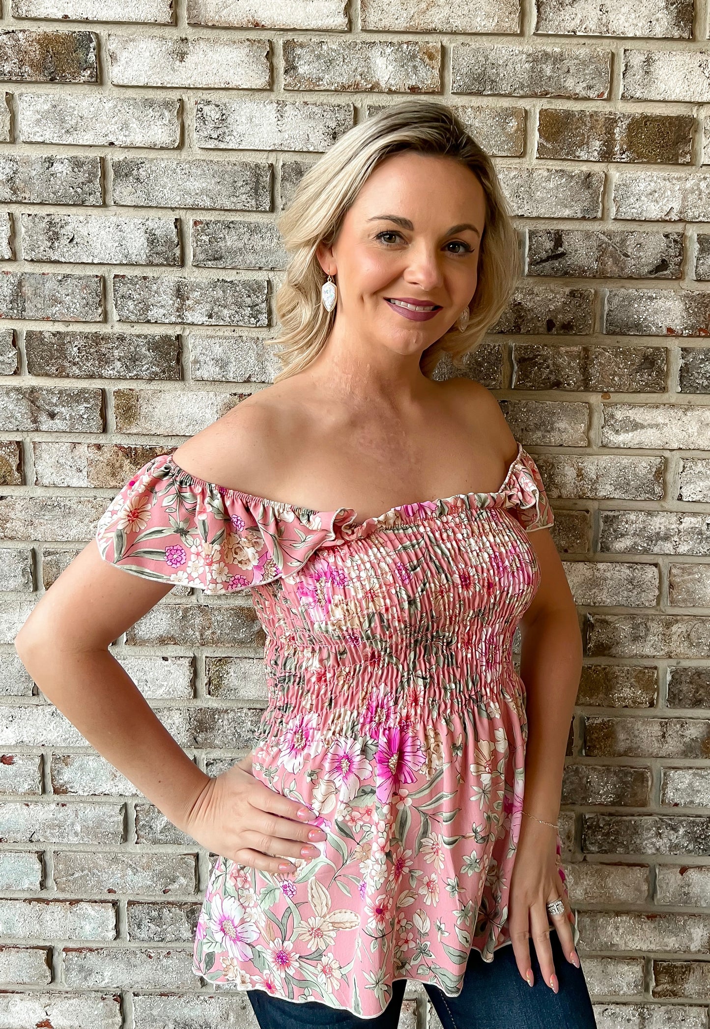 Floral Tunic Top - Mauve